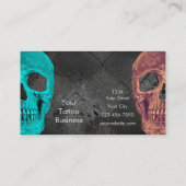 Gothic Half Skull Texture Blauwgroen bruin Tattoo Visitekaartje (Achterkant)