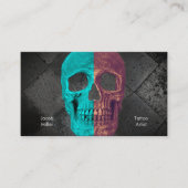 Gothic Half Skull Texture Blauwgroen bruin Tattoo Visitekaartje (Voorkant)