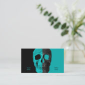 Gothic Half Skulls Blauwgroen Black Tattoo Shop Visitekaartje (Staand voorkant)
