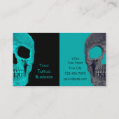 Gothic Half Skulls Blauwgroen Black Tattoo Shop Visitekaartje (Achterkant)