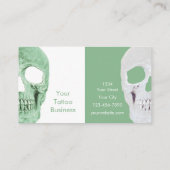 Gothic Half Skulls Pastel Green White Tattoo Shop Visitekaartje (Achterkant)