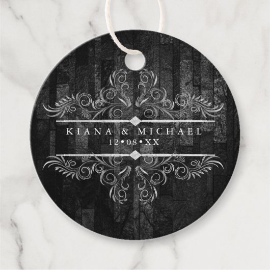 Gothic Hallowedding Scrollwork B&W ID866 Bedankjes Labels (Voorkant)