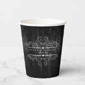 Gothic Hallowedding Scrollwork B&W ID866 Papieren Bekers (Achterkant)