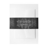 Gothic Hallowedding Scrollwork B&W ID866 Uitnodigingen Wikkel (Voorkant Voorbeeld)