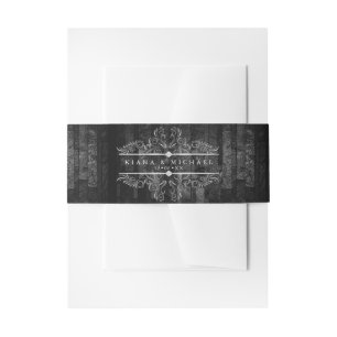 Gothic Hallowedding Scrollwork B&W ID866 Uitnodigingen Wikkel
