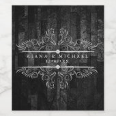 Gothic Hallowedding Scrollwork B&W ID866 Wijn Etiket (Enkel label)