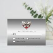 Gothic Halloween Alternative Wedding RSVP Card Kaartje (Staand voorkant)