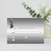 Gothic Halloween Alternative Wedding RSVP Card Kaartje (Staand voorkant)