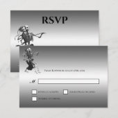 Gothic Halloween Alternative Wedding RSVP Card Kaartje (Voorkant / Achterkant)