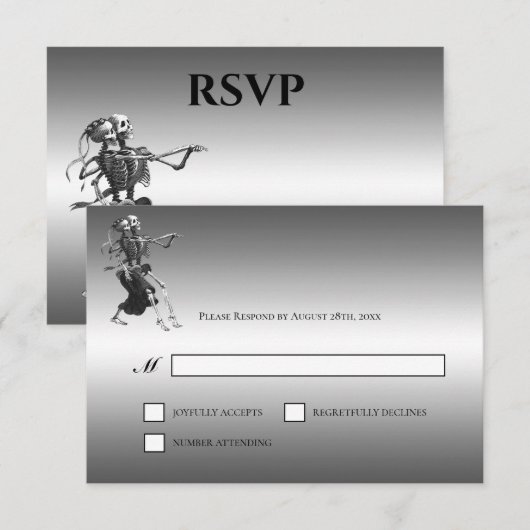 Gothic Halloween Alternative Wedding RSVP Card Kaartje (Voorkant / Achterkant)