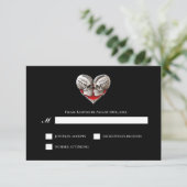 Gothic Halloween Alternative Wedding RSVP Card Kaartje (Staand voorkant)