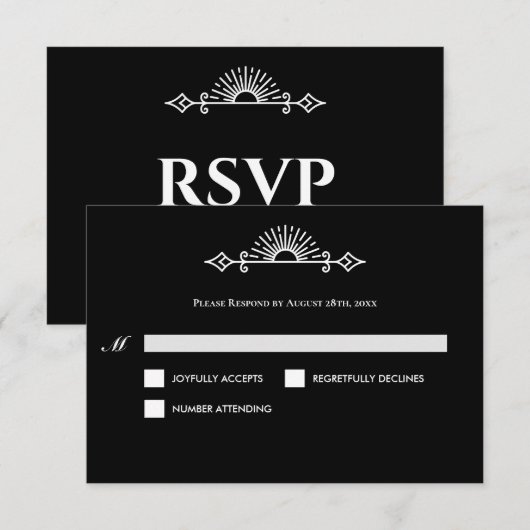 Gothic Halloween Alternative Wedding RSVP Card Kaartje (Voorkant / Achterkant)