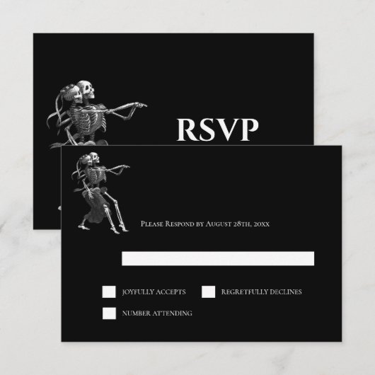 Gothic Halloween Alternative Wedding RSVP Card Kaartje (Voorkant / Achterkant)