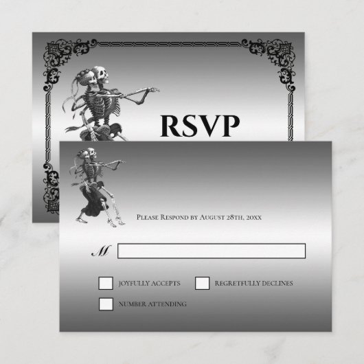 Gothic Halloween Alternative Wedding RSVP Card Kaartje (Voorkant / Achterkant)