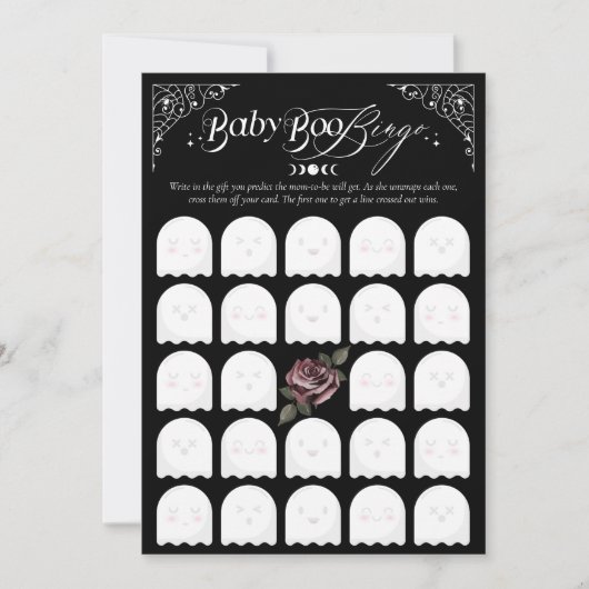 Gothic Halloween Baby Boo Bingo Douche Spel Kaart (Voorkant)