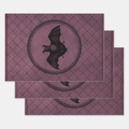 Gothic Halloween Bat op Paars Inpakpapier Vel