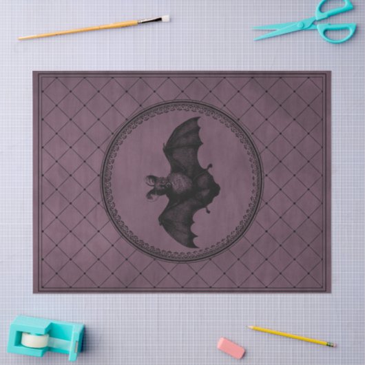 Gothic Halloween Bat op Paarse ontkoppeling Tissuepapier (Craft)