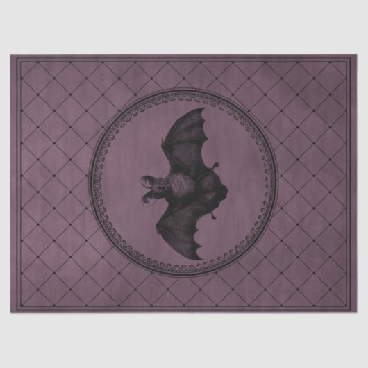  Gothic Halloween Bat op Paarse ontkoppeling Tissuepapier (Voorkant)