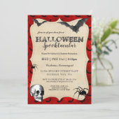  Gothic Halloween Bats Party - Uitnodiging (Staand voorkant)