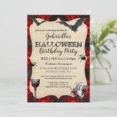 Gothic  Halloween Birthday Party Invitation Kaart (Staand voorkant)