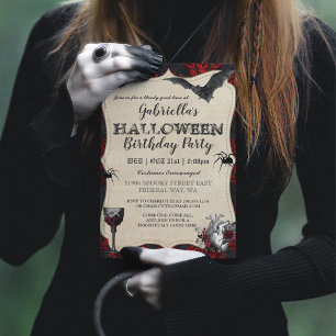 Gothic  Halloween Birthday Party Invitation Kaart