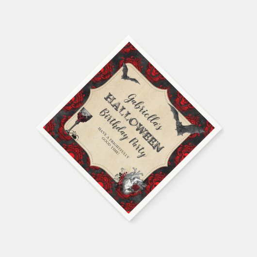 Gothic  Halloween Birthday Party Servet (Hoek)