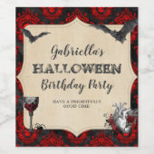 Gothic Halloween Birthday Party Wijn Etiket (Enkel label)