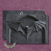 Gothic Halloween Black Bat & Arch Wedding Dinner RSVP Kaartje