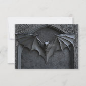 Gothic Halloween Black Bat & Arch Wedding Dinner RSVP Kaartje (Voorkant)