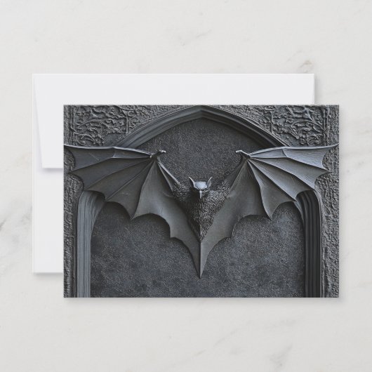 Gothic Halloween Black Bat & Arch Wedding Dinner RSVP Kaartje (Voorkant)