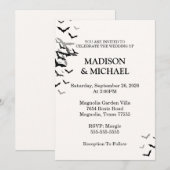 Gothic Halloween Black Bat Huwelijksuitnodiging Kaart (Voorkant / Achterkant)