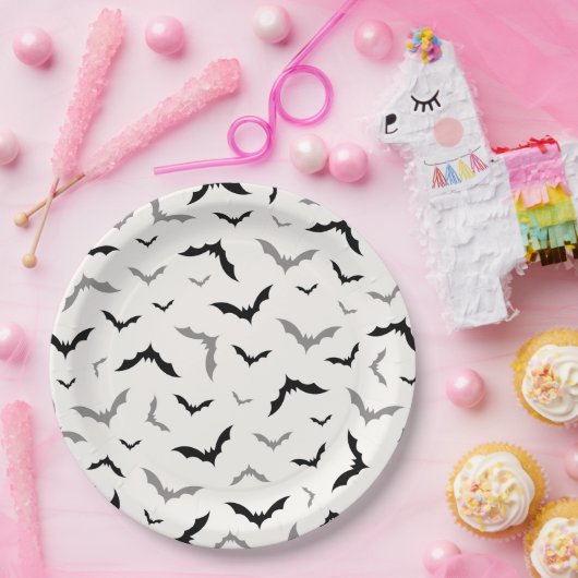 Gothic Halloween Black Bat Wedding Papieren Bordje (Feest)