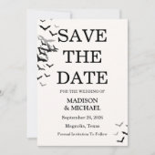 Gothic Halloween Black Bat Wedding Save The Date (Voorkant)
