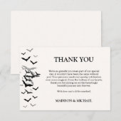 Gothic Halloween Black Bat Wedding Welkom Bedankkaart (Voorkant / Achterkant)