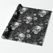 Gothic Halloween botanische schedels patroon Cadeaupapier (Uitgerold)