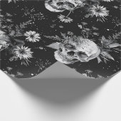 Gothic Halloween botanische schedels patroon Cadeaupapier (Hoek)