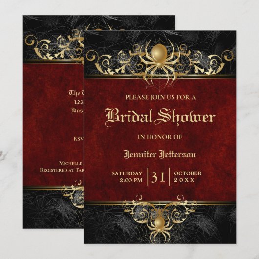Gothic Halloween Bridal Shower Invitation Kaart (Voorkant / Achterkant)