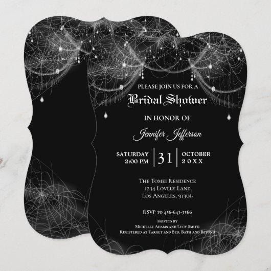 Gothic Halloween Bridal Shower Invitation Kaart (Voorkant / Achterkant)