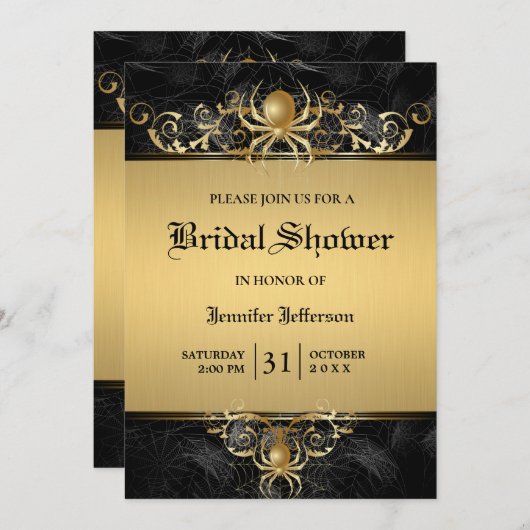 Gothic Halloween Bridal Shower Invitation Kaart (Voorkant / Achterkant)