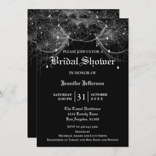 Gothic Halloween Bridal Shower Invitation Kaart (Voorkant / Achterkant)