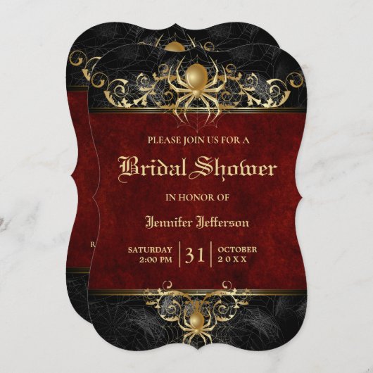 Gothic Halloween Bridal Shower Invitation Kaart (Voorkant / Achterkant)