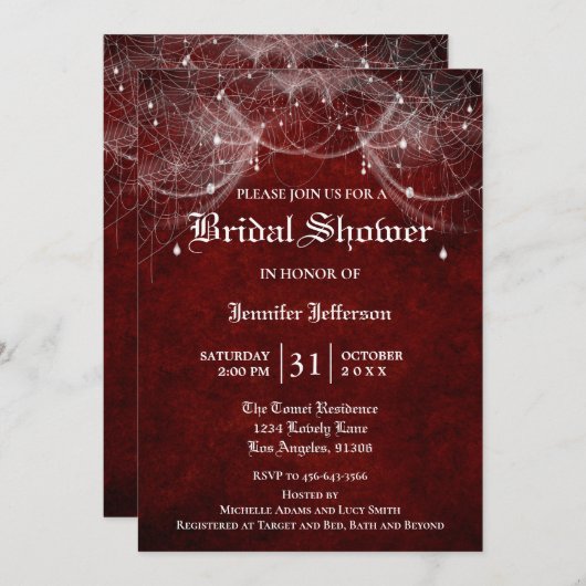 Gothic Halloween Bridal Shower Invitation Kaart (Voorkant / Achterkant)