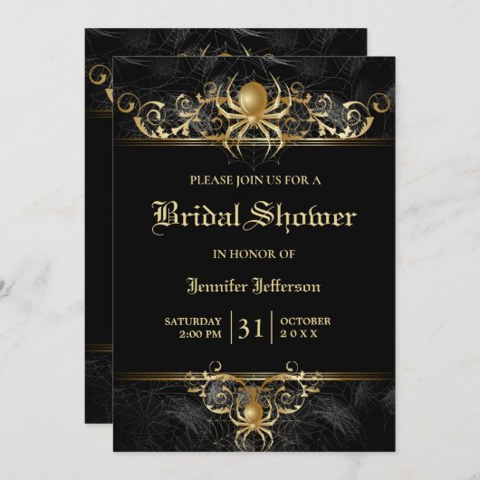 Gothic Halloween Bridal Shower Invitation Kaart (Voorkant / Achterkant)