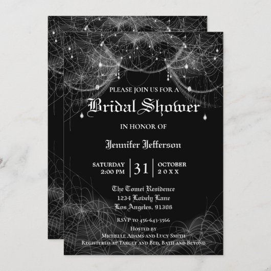 Gothic Halloween Bridal Shower Invitation Kaart (Voorkant / Achterkant)