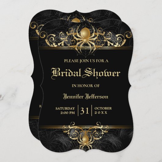 Gothic Halloween Bridal Shower Invitation Kaart (Voorkant / Achterkant)