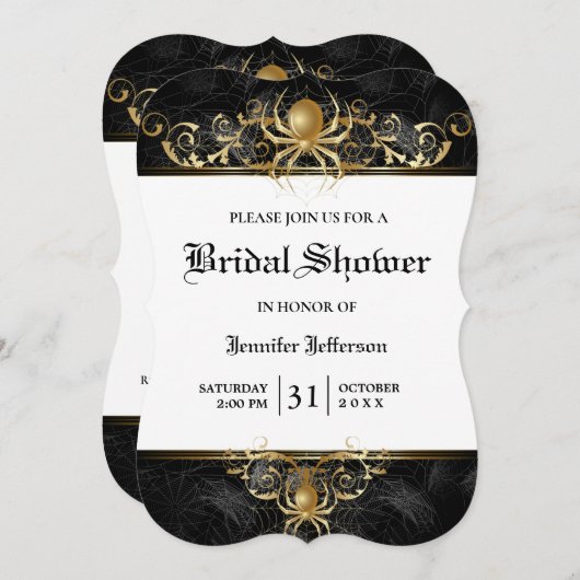 Gothic Halloween Bridal Shower Invitation Kaart (Voorkant / Achterkant)