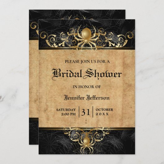 Gothic Halloween Bridal Shower Invitation Kaart (Voorkant / Achterkant)