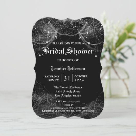 Gothic Halloween Bridal Shower Invitation Kaart (Staand voorkant)