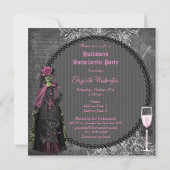 Gothic Halloween Bride Shabby Chic Bachelorette Kaart (Achterkant)
