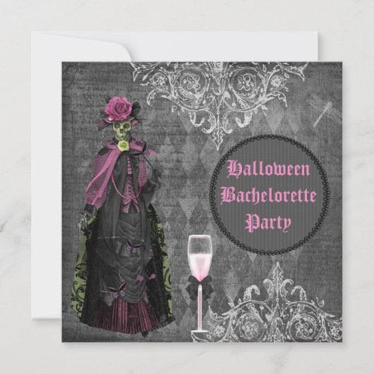 Gothic Halloween Bride Shabby Chic Bachelorette Kaart (Voorkant)